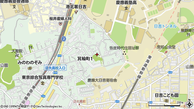 〒223-0051 神奈川県横浜市港北区箕輪町の地図