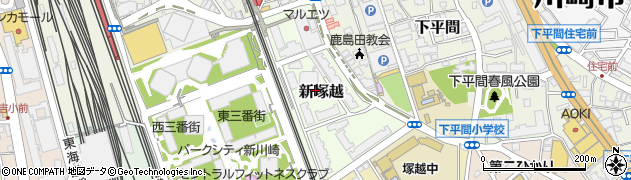 神奈川県川崎市幸区新塚越周辺の地図