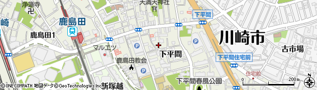 神奈川県川崎市幸区下平間周辺の地図