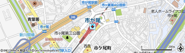 神奈川県横浜市青葉区周辺の地図