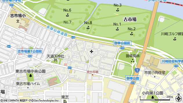 〒212-0051 神奈川県川崎市幸区東古市場の地図