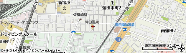 蒲田温泉周辺の地図