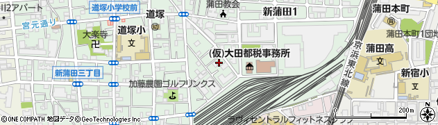 大田区新蒲田1-20 akippa駐車場周辺の地図