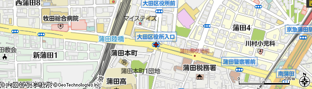 大田区役所入口周辺の地図