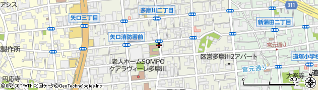 東京都大田区多摩川周辺の地図