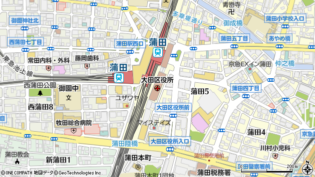 〒144-0000 東京都大田区（以下に掲載がない場合）の地図