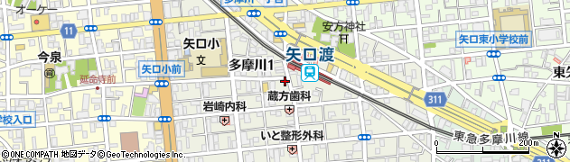ポニークリーニング矢口渡駅前店周辺の地図