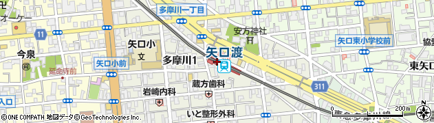 矢口渡駅周辺の地図