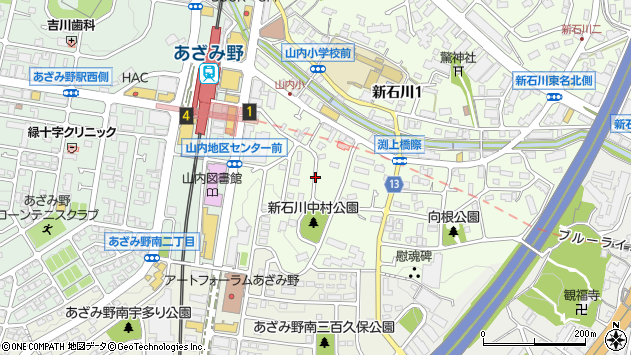 〒225-0003 神奈川県横浜市青葉区新石川の地図