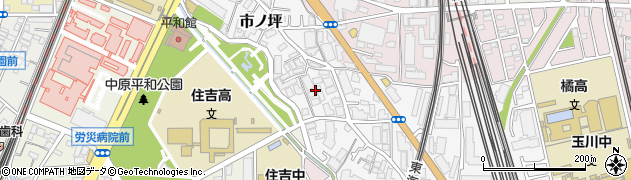 神奈川県川崎市中原区市ノ坪周辺の地図