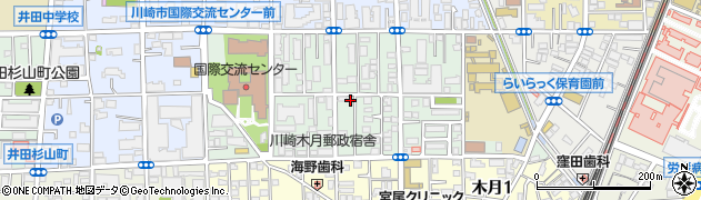神奈川県川崎市中原区木月祗園町周辺の地図