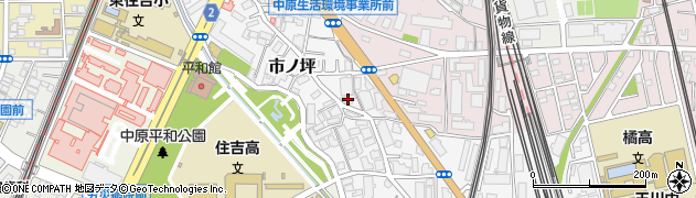 神奈川県川崎市中原区市ノ坪204周辺の地図
