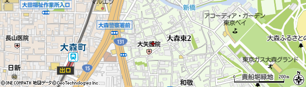東京都大田区大森東2丁目14周辺の地図