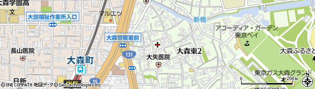 東京都大田区大森東2丁目11周辺の地図