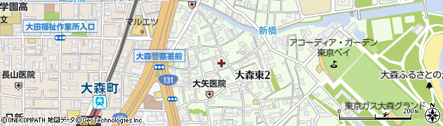 東京都大田区大森東2丁目12周辺の地図
