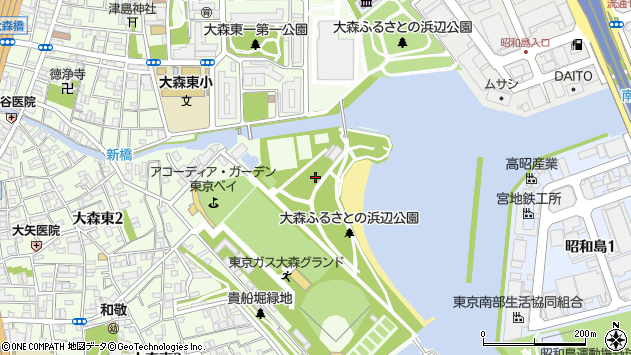 〒143-0007 東京都大田区ふるさとの浜辺公園の地図