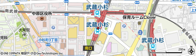 神奈川県川崎市中原区周辺の地図
