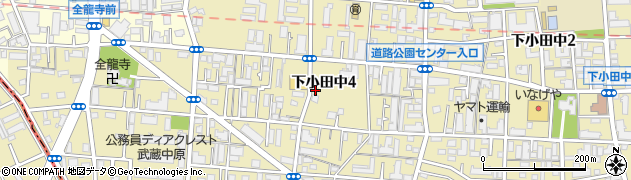 神奈川県川崎市中原区下小田中4丁目周辺の地図