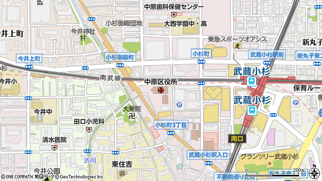 区役所 中原 武蔵小杉駅から「中原区役所」へのアクセス（行き方）