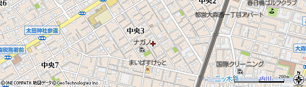 東京都大田区中央3丁目14周辺の地図