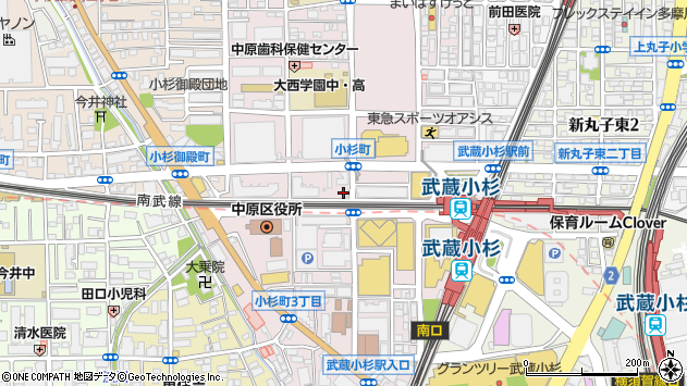 〒211-0061 神奈川県川崎市中原区小杉の地図