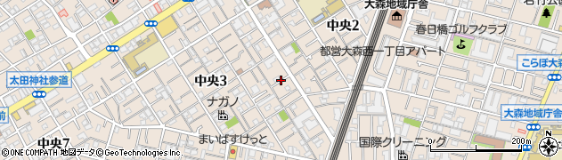 東京都大田区中央3丁目12周辺の地図