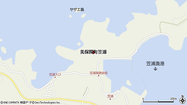 〒690-1223 島根県松江市美保関町笠浦の地図