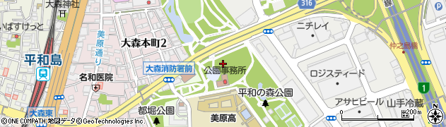 東京都大田区平和の森公園周辺の地図