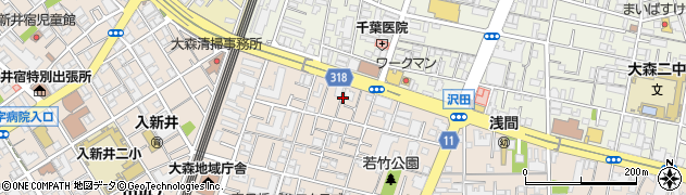 東京都大田区大森西1丁目6周辺の地図