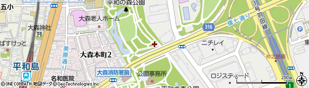 東京都大田区平和の森公園2周辺の地図