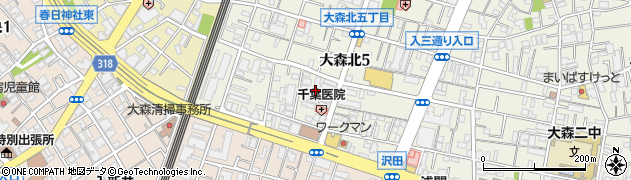 東京都大田区大森北5丁目周辺の地図
