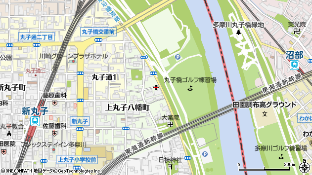 〒211-0001 神奈川県川崎市中原区上丸子八幡町の地図