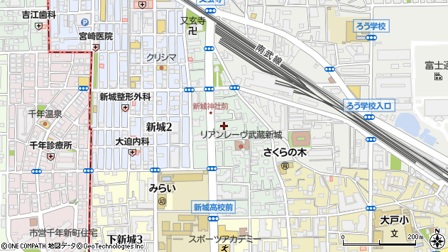 〒211-0043 神奈川県川崎市中原区新城中町の地図