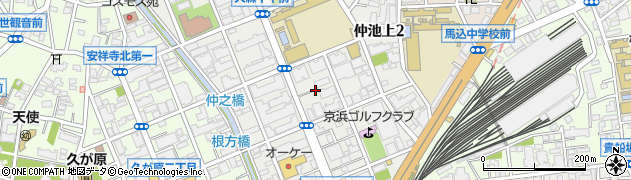 東京都大田区仲池上2丁目14周辺の地図