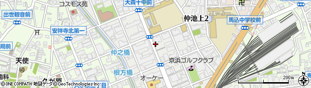 東京都大田区仲池上2丁目周辺の地図