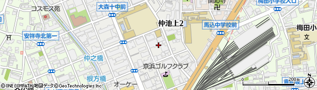 東京都大田区仲池上2丁目10周辺の地図