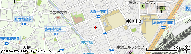 東京都大田区仲池上2丁目22周辺の地図