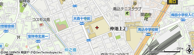東京都大田区仲池上2丁目13周辺の地図
