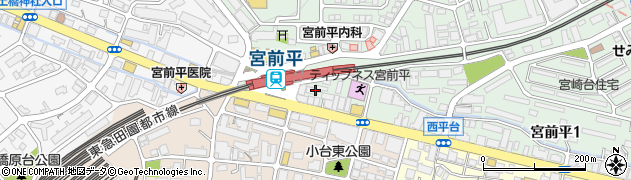 宮前平駅周辺の地図
