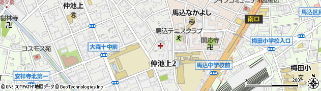 東京都大田区仲池上2丁目5周辺の地図