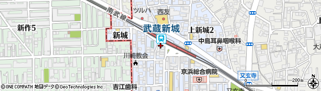 川崎新城郵便局周辺の地図