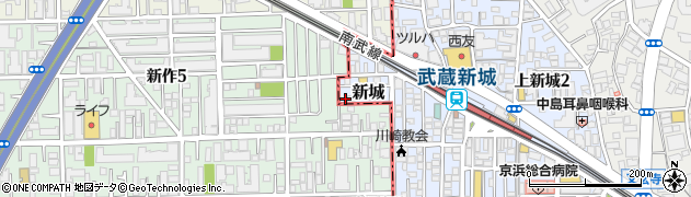 神奈川県川崎市中原区新城1033周辺の地図