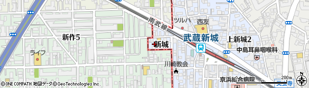 神奈川県川崎市中原区新城1036周辺の地図