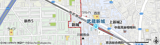 神奈川県川崎市中原区新城1016周辺の地図