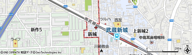 神奈川県川崎市中原区新城1012周辺の地図