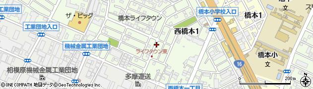 神奈川県相模原市緑区西橋本1丁目周辺の地図