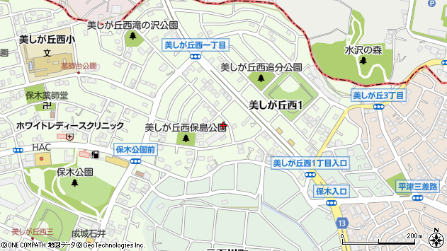 〒225-0001 神奈川県横浜市青葉区美しが丘西の地図