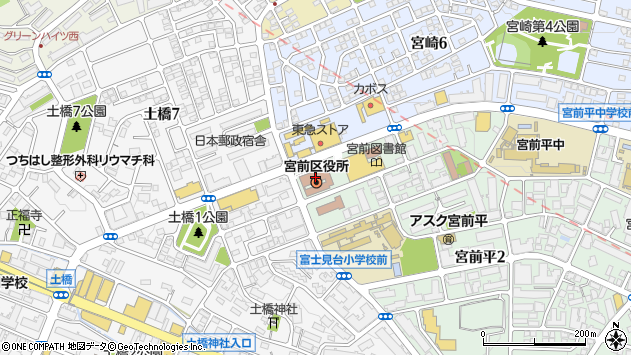 〒216-0000 神奈川県川崎市宮前区（以下に掲載がない場合）の地図