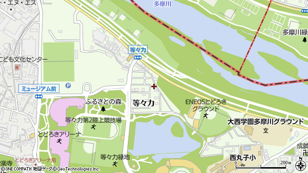 〒211-0052 神奈川県川崎市中原区等々力の地図
