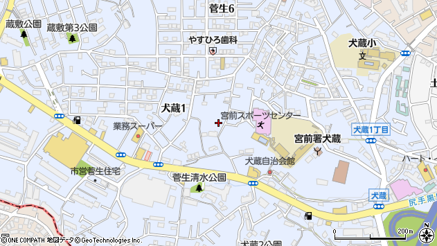 〒216-0011 神奈川県川崎市宮前区犬蔵の地図
